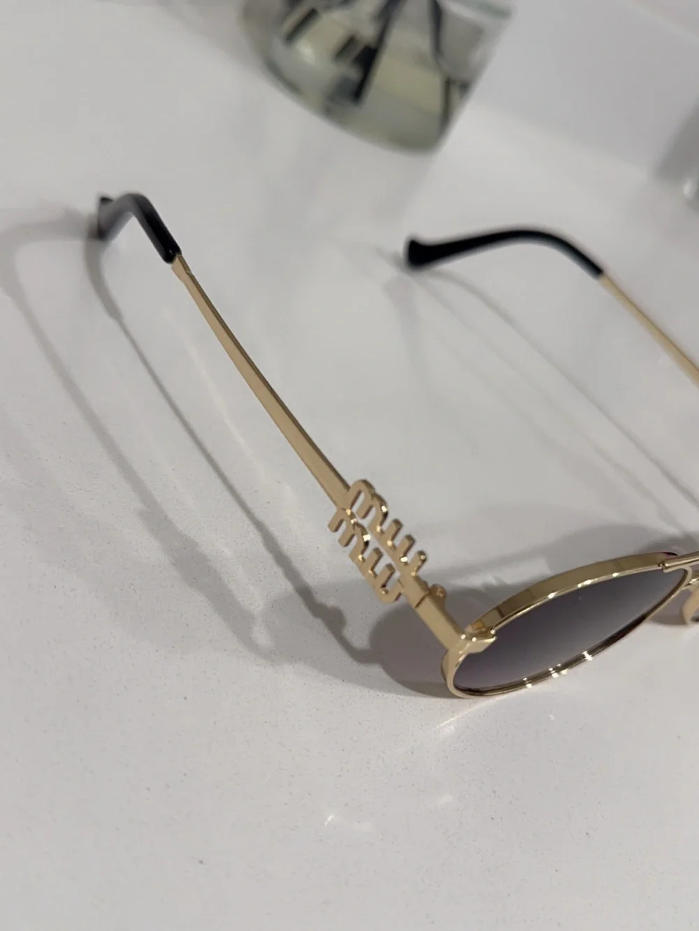Gold Frame Oval Sunglasses - Black Lenses